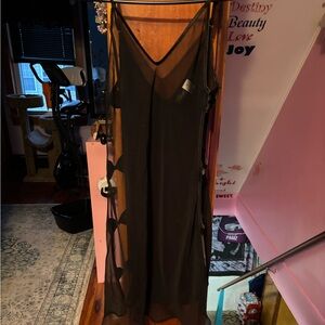 Sheer black nighty with side bows size m